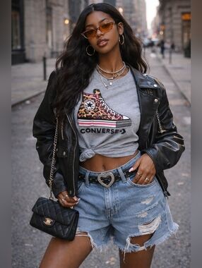 Converse Graphic Tee XL Gray Sneaker Logo NWT Streetwear